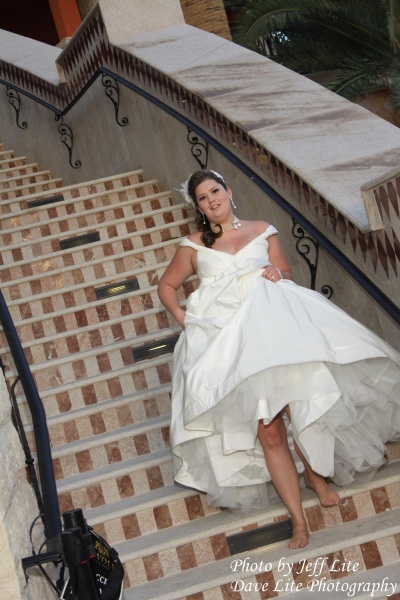 Las Vegas wedding photography, image of bride on staircase