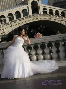 bride beneath elegant bridge