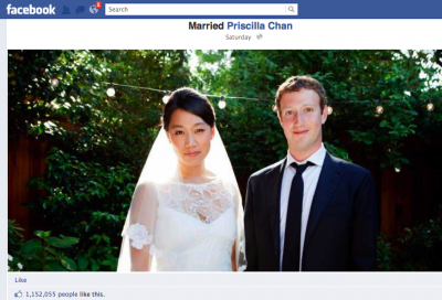 Facebook timeline Mark Zuckerberg marries Priscilla Chan