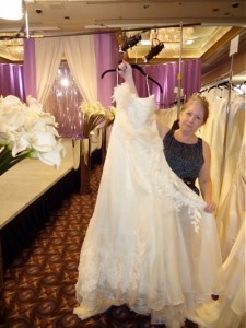 Debra displays gorgeous gown from Couture Bride