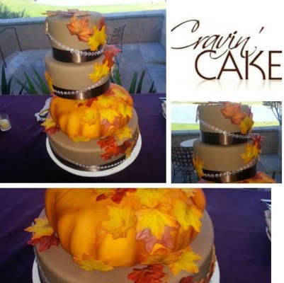 Thanksgiving inspired wedding cake by Cravin’ Cake Bakery