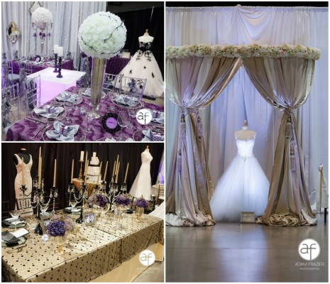 Top Left: Wedding décor by JMT Eventology. Bottom Left: Display by Enchanted Florist & Semper Fi. Right: Inspiration Avenue Flora Couture by Floral 2000.