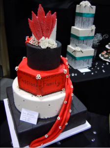 Red, black, and white Passion Wedding Cake