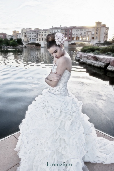 bride by lakeside villa