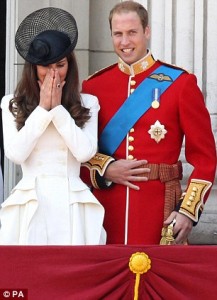 Duchess Kate and Duke William with sword