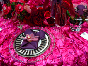 pink and purple place setting