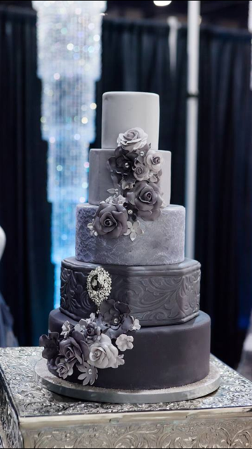 Sweet Lucy’s Confection’s “50 Shades of Grey” cake from Inspiration Avenue at the 2013 Autumn Bridal Spectacular Show.